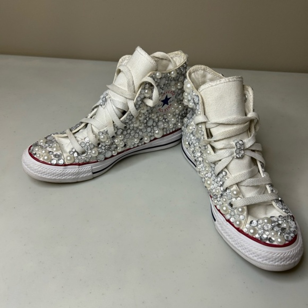 Converse Pearl-Embellished White High-Tops